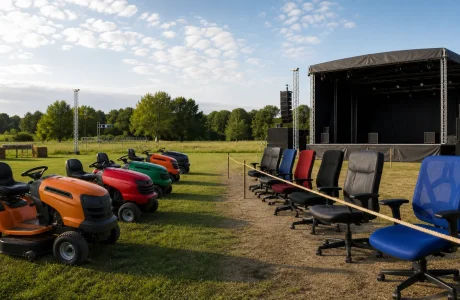 Week-end festif : rassemblement de tracteurs-tondeuses, courses de chaises de bureau et concerts animés pour deux…