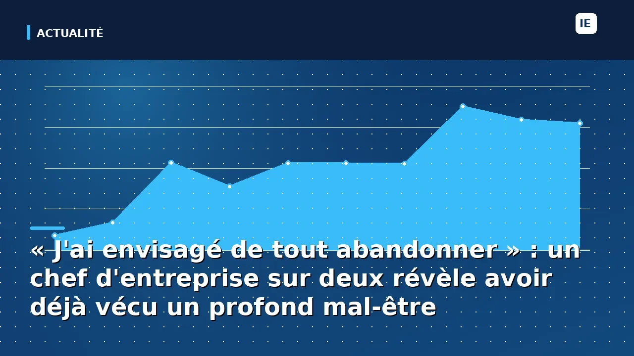 « J'ai envisagé de tout abandonner » : un chef d'entreprise sur deux révèle avoir déjà vécu un profond mal-être