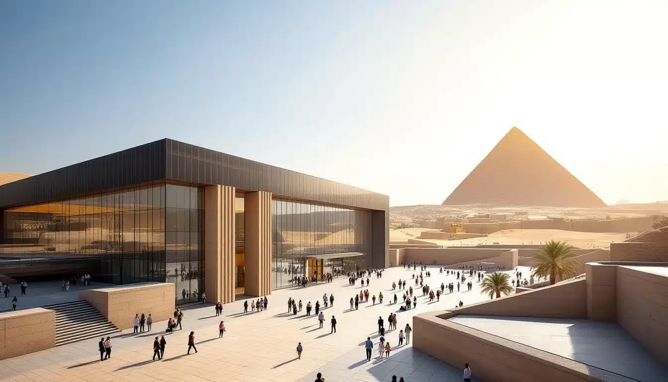 participez à l'inauguration exceptionnelle du grand muséum égyptien au caire, un chef-d'œuvre architectural réalisé par la société belge besix, qui met en valeur l'héritage millénaire de l'égypte.