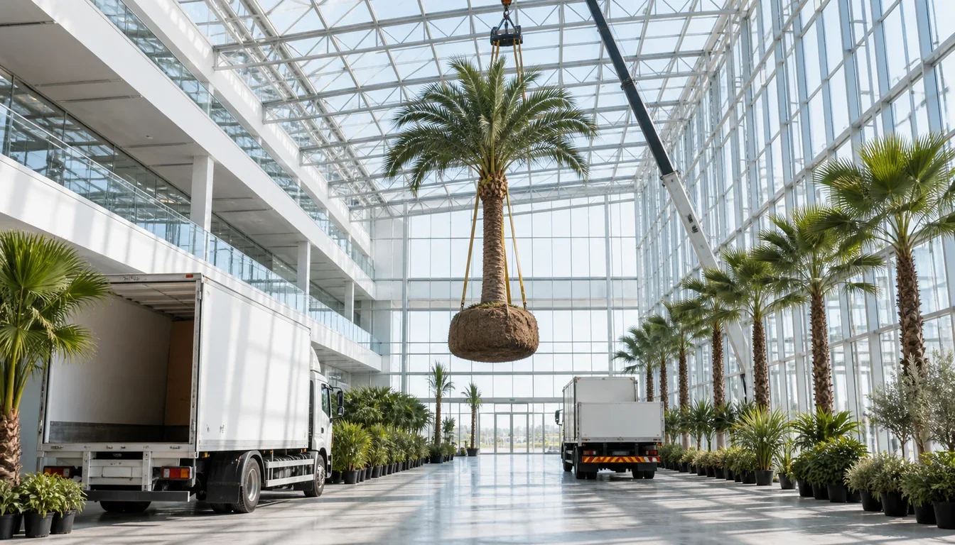 Une entreprise vendéenne livre un palmier monumental de 12 tonnes et 850 plantes pour un projet d'envergure