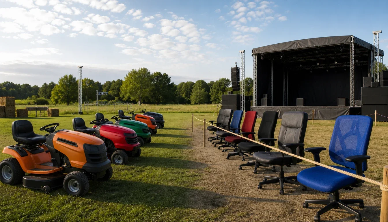 Week-end festif : rassemblement de tracteurs-tondeuses, courses de chaises de bureau et concerts animés pour deux…