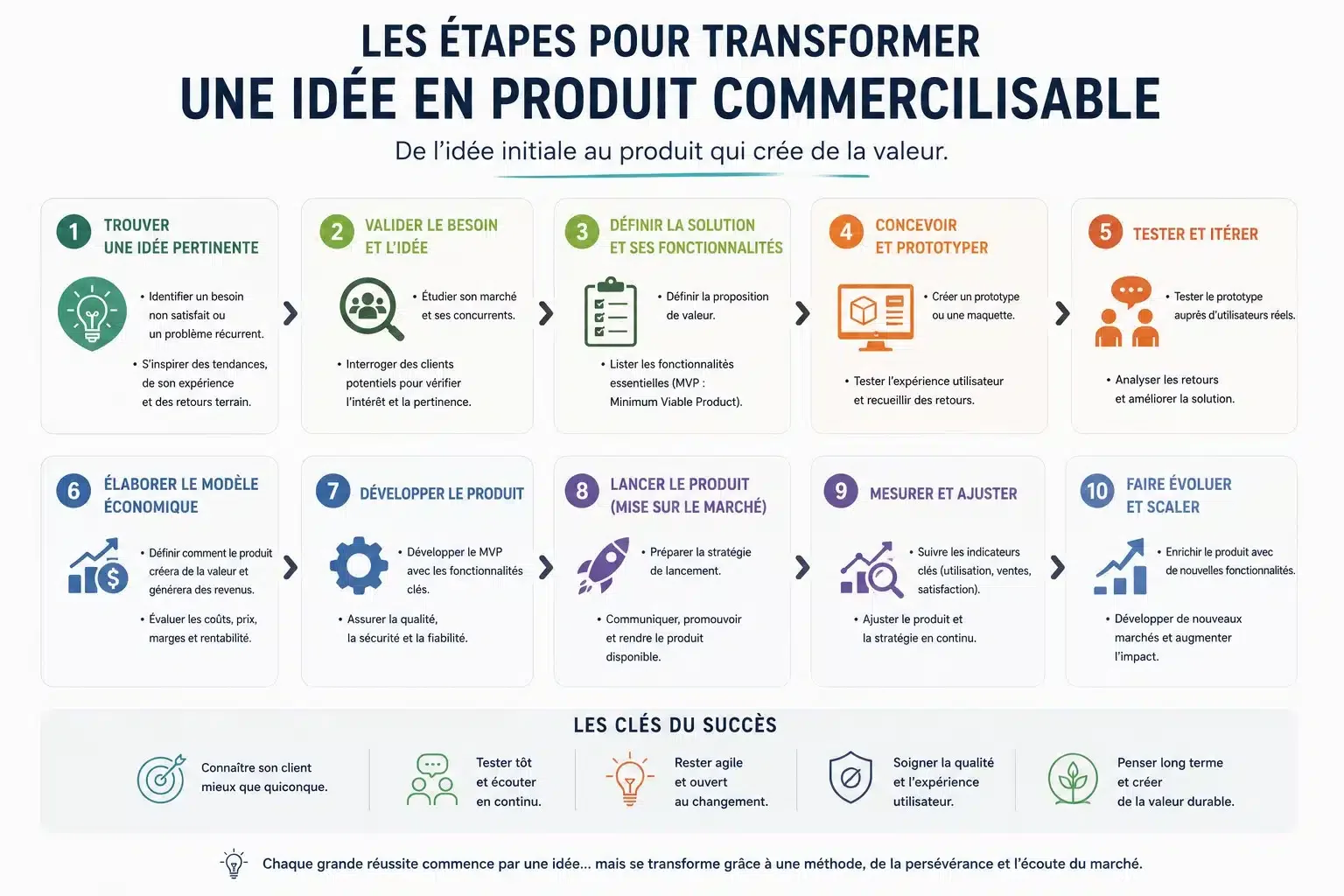 Les étapes pour transformer une idée en produit commercialisable